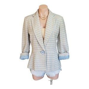 Vintage 90's Tailor B. Moss Womens Sz 6 Slub One Button Waist Blazer Jacket